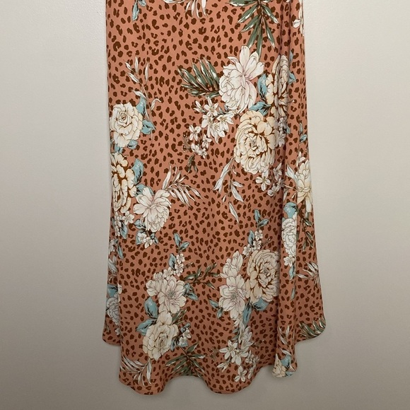 VICI Floral Tie Front Cutout Midi Dress Rust Multi Color Size M - Picture 8 of 14